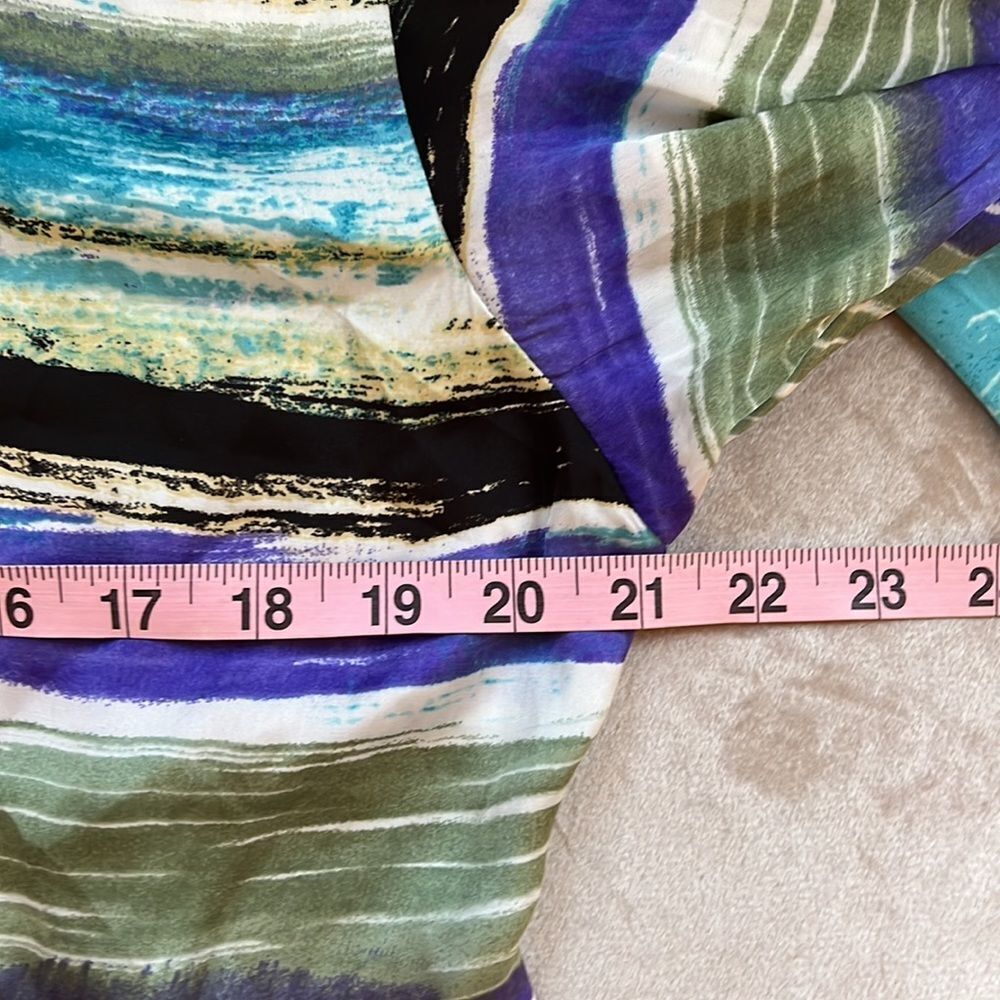 Zac & Rachel Abstract Stripes Satiny Blouson Top Sz L EUC - Picture 5 of 10